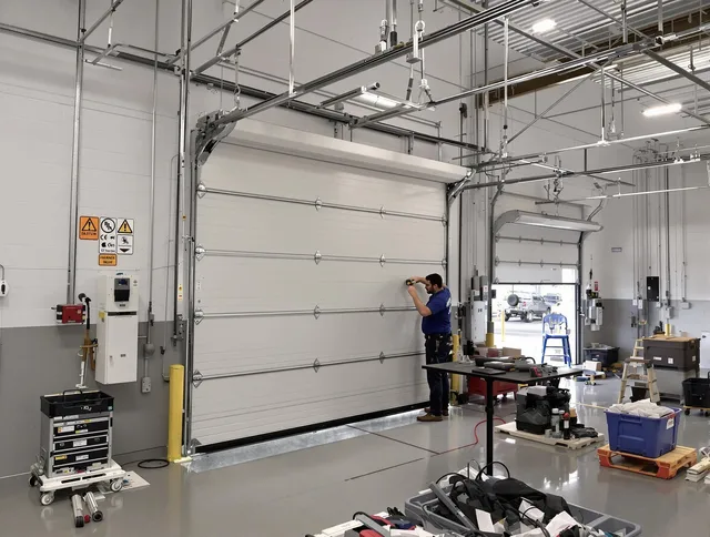 Commercial garage door repair being performed by Carson Garage Door Repair expert in Carson