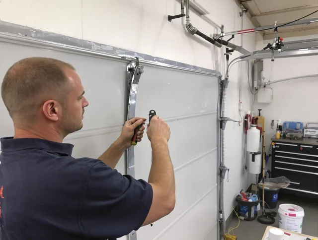 Before and after garage door dent repair by Carson Garage Door Repair in Carson