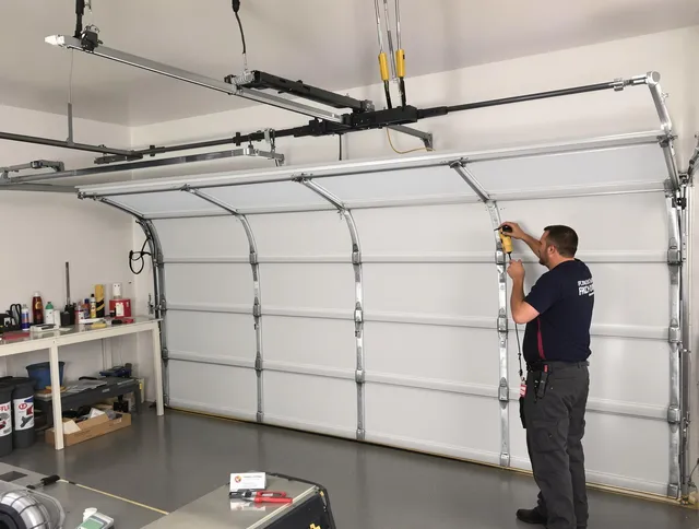 Carson Garage Door Repair certified technician performing overhead door system repair in Carson